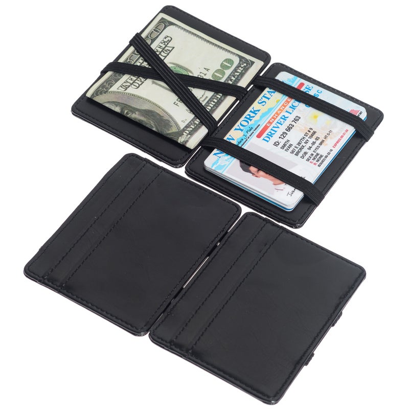 CKLT Men's Fashion Magic Money Clip Leather Minimalistic Slim Wallet Black - Image 4